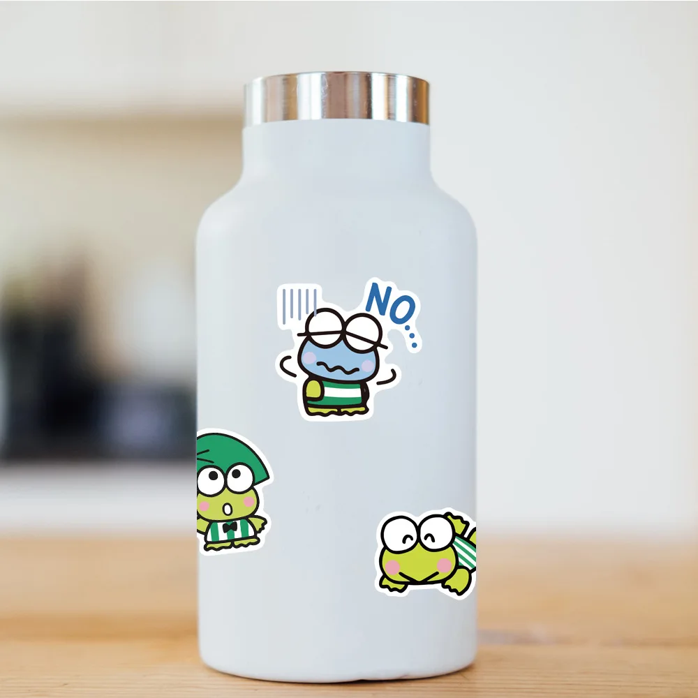 Kawaii Keroppi 스티커 만화 어린이 장난감 PVC 그래피티 데칼, 휴대폰 여행 가방, 문구 냉장고 노트북 스티커 선물, 10 개, 30 개, 50 개