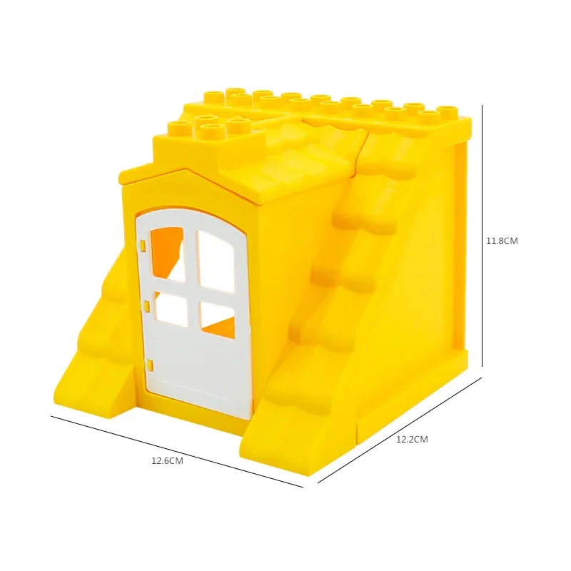 대형 빌딩 블록 인형 집 지붕 벽 창문 문 호환, 대형 벽돌 도시 어린이 조립 교육 완구
