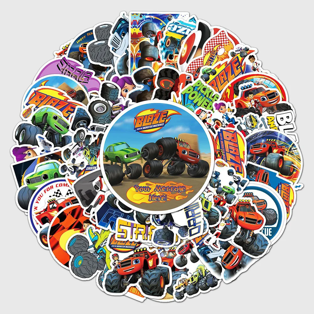 Blaze and the Monster Machines 만화 스티커, DIY 휴대폰 노트북 수하물 스케이트보드 그래피티 데칼, 어린이용 재미있는 데칼, 10 개, 30 개, 50 개