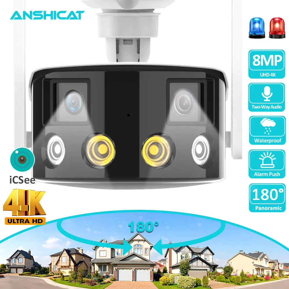 컬러 나이트 비전 180 ° 듀얼 렌즈 와이드 엔젤 야외 IP 카메라, 와이파이 감시 카메라, 4MP CCTV 보안 보호, 4K 8MP title=컬러 나이트 비전 180 ° 듀얼 렌즈 와이드 엔젤 야외 IP 카메라, 와이파이 감시 카메라, 4MP CCTV 보안 보호, 4K 8MP
