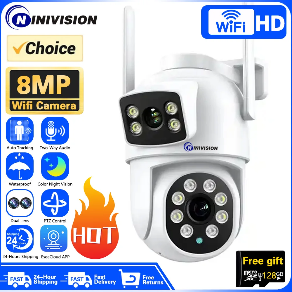 EseeCloud 듀얼 렌즈 와이파이 팬 틸트 360 ° 뷰 양방향 오디오 풀 컬러 및 적외선 야외 자동 추적 홈 보안 카메라, 8MP 4K title=EseeCloud 듀얼 렌즈 와이파이 팬 틸트 360 ° 뷰 양방향 오디오 풀 컬러 및 적외선 야외 자동 추적 홈 보안 카메라, 8MP 4K 