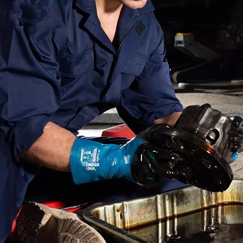 내유성 작업 장갑, 안전 니트릴, 완전 침수, 긴 커프 가스, 생물 미끄럼 방지, 방수, 산성 기본 화학 물질 방지