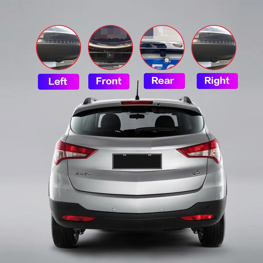 AHD 1080p 3D 서라운드 버드 뷰 자동차 카메라, 왼쪽 오른쪽 전면 후면 4 방향 카메라, 자동차 안드로이드 플레이어용, 360 도 파노라마