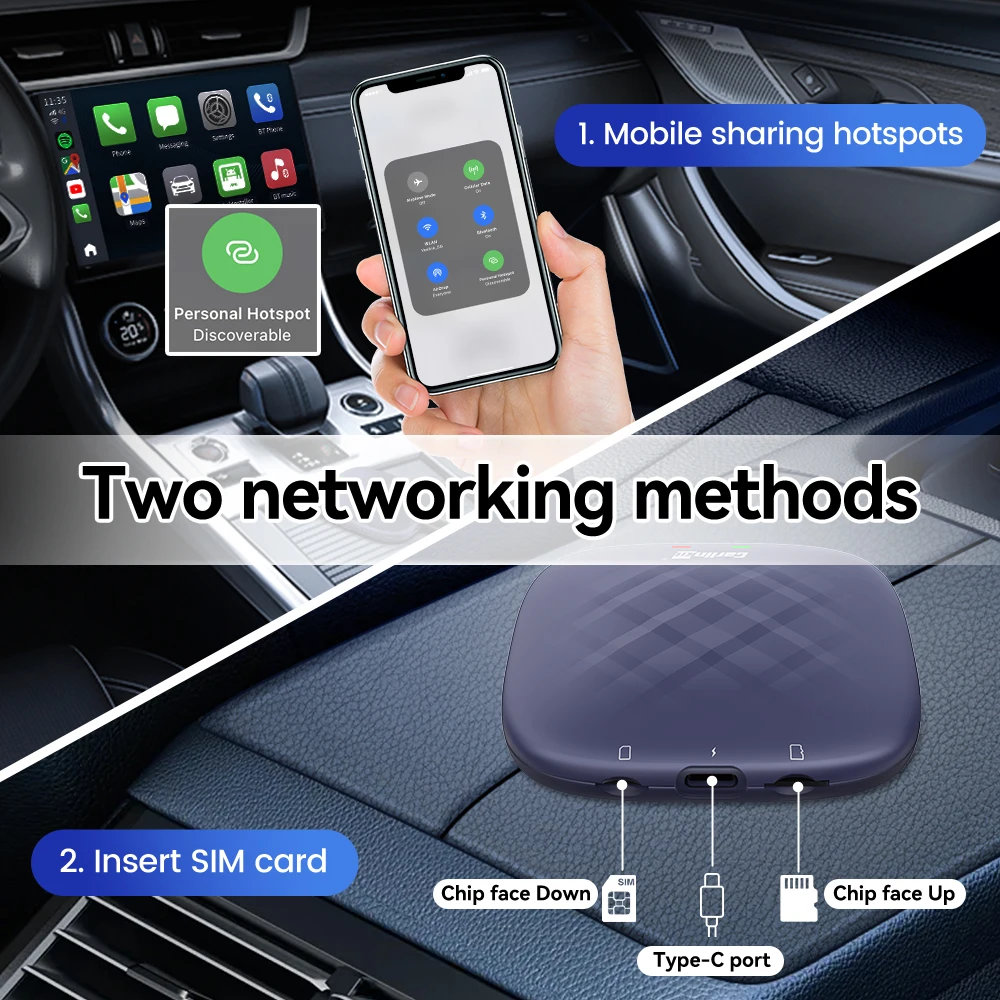 2024 새로운 CarlinKit CarPlay Ai Box Qualcomm 6125 8 코어 안드로이드 13/11 무선 Carplay 안드로이드 자동차 자동차 비디오 TV 박스 자동 연결 지원 WiFi SIM 카드