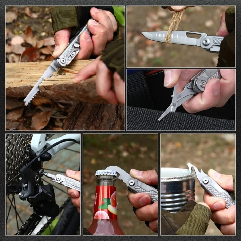 스위스 테크 11 인 1 접이식 멀티 나이프, 야외 포켓 미니 휴대용 나이프, 멀티툴 나이프, 휴대용 접이식 나이프, 캠핑