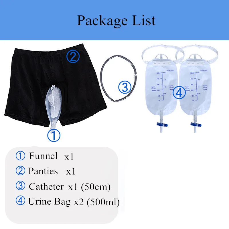 재사용 가능한 남성 워킹 소변 가방, 소변 홀더, 실리콘 깔때기 소변 수집기, 카테터 배수 가방 포함, 노인 위생