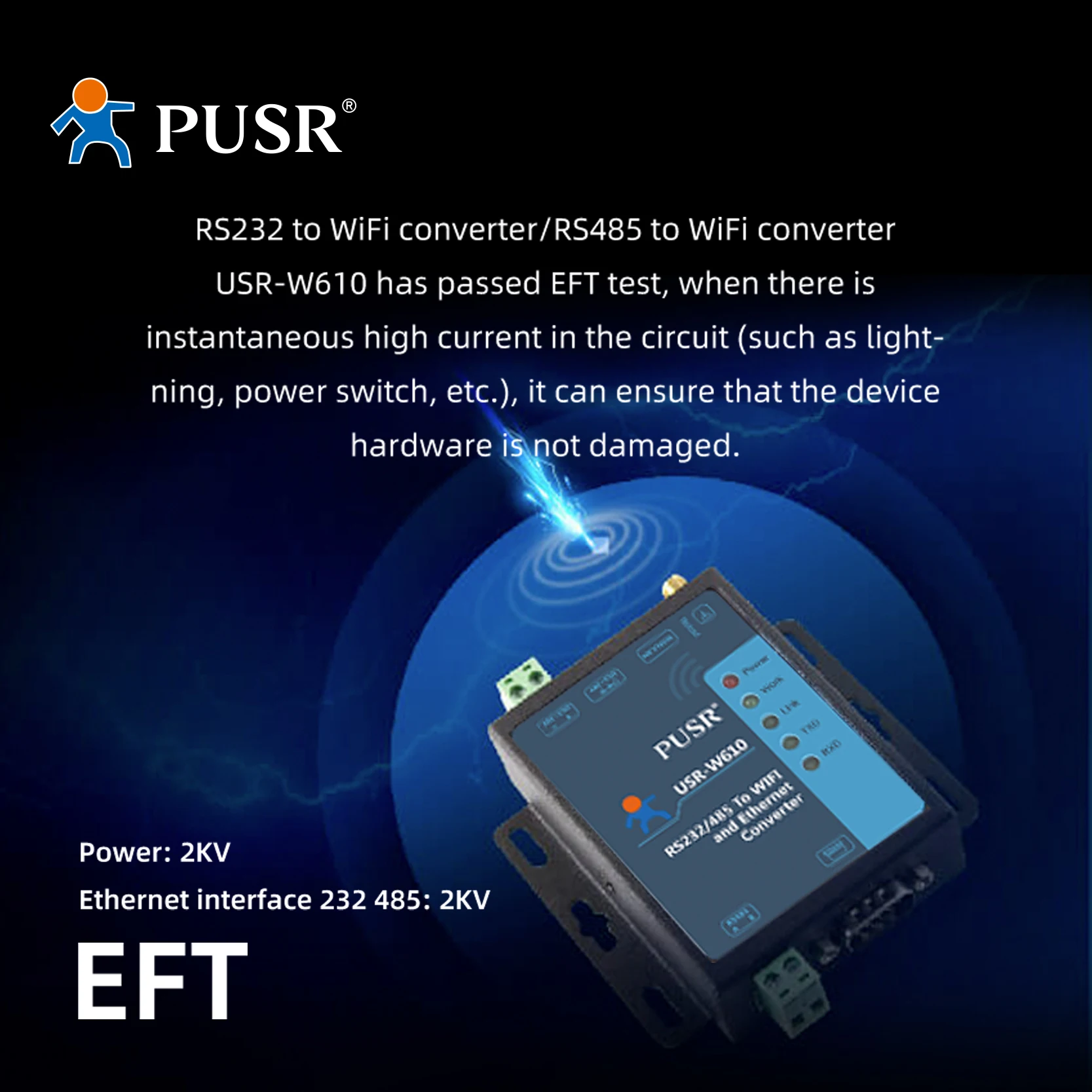 PUSR RS485 RS232 직렬 장치 서버, 직렬-와이파이, 와이파이-이더넷 변환기, Modbus 게이트웨이 USR-W610 지원