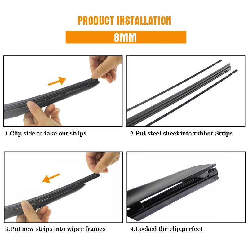 자동차 와이퍼 블레이드 교체용 인서트 리필 고무 스트립, 앞유리 앞 유리 스크린, 8mm 6mm 14 인치 16 인치 17 인치 18 인치 19 인치 20 인치 21 인치 22 인치 24 인치 26 인치 28 인치, 1 개
