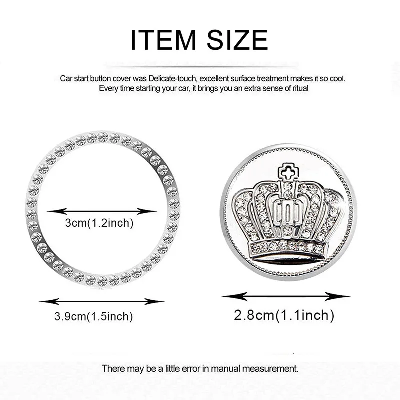 자동차 블링 원 클릭 시동 정지 엔진 점화 링 스티커, 크리스탈 라인석 금속 장식 커버, BMW 현대 도요타 혼다