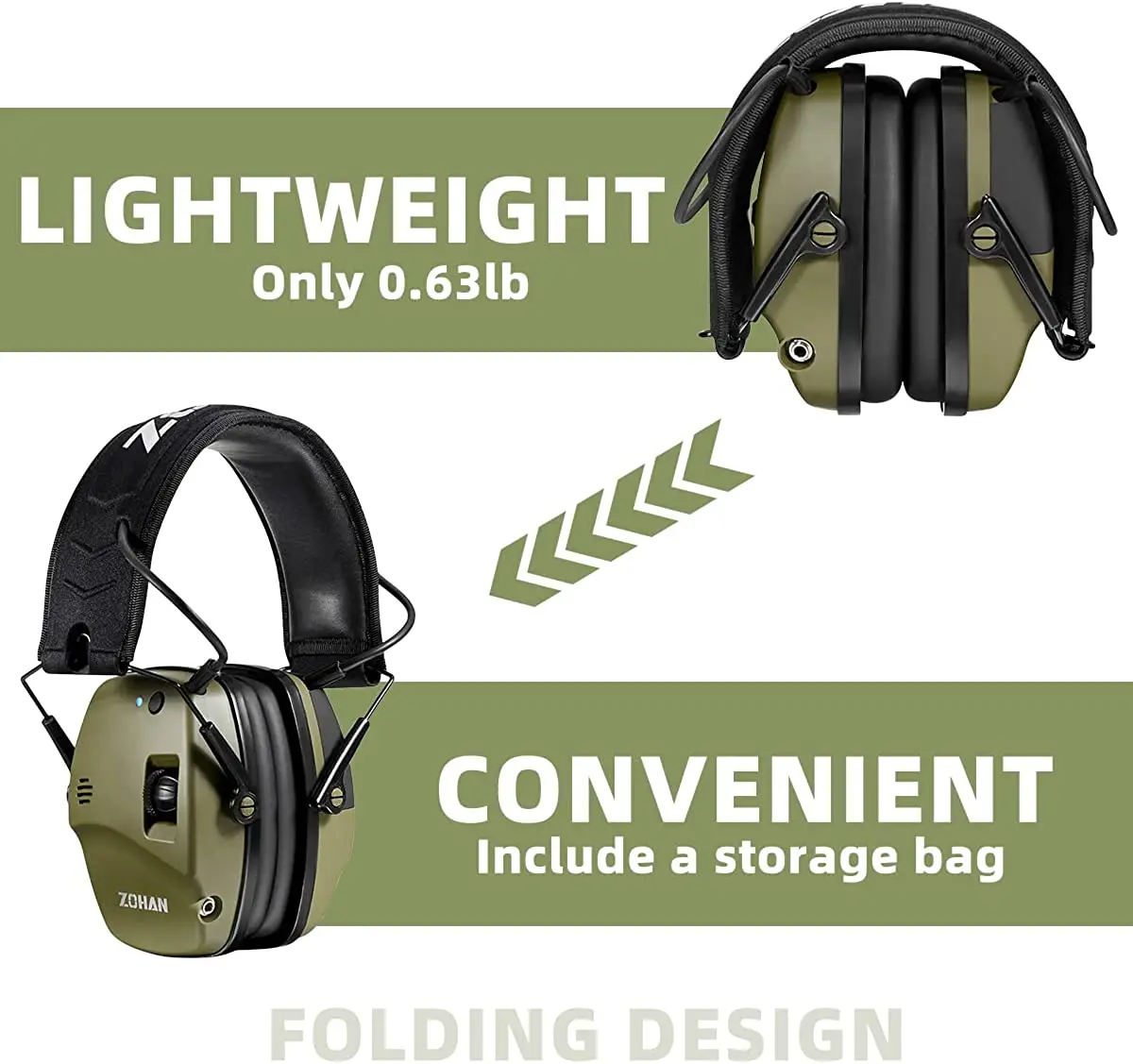 ZOHAN-전자 귀마개, 블루투스 5.0, 촬영 귀 보호, 액티브 노이즈 캔슬링 보호, 사냥 청력 nr22db