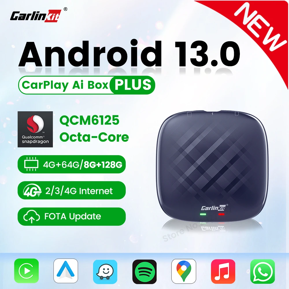 CarlinKit 무선 카플레이 Ai TV 박스, 안드로이드 13, QCM6125, 자동 4G LTE 스마트 카플레이 스트리밍 박스, 8G 128G FOTA title=CarlinKit 무선 카플레이 Ai TV 박스, 안드로이드 13, QCM6125, 자동 4G LTE 스마트 카플레이 스트리밍 박스, 8G 128G FOTA 