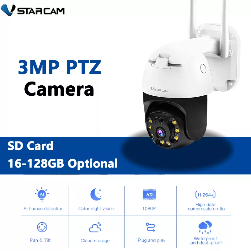 Vstarcam 야외 보안 보호 무선 3MP HD IP 카메라, 스마트 홈 돔 방수, 컬러 야간 양방향 전화 앱, 신제품 title=Vstarcam 야외 보안 보호 무선 3MP HD IP 카메라, 스마트 홈 돔 방수, 컬러 야간 양방향 전화 앱, 신제품 