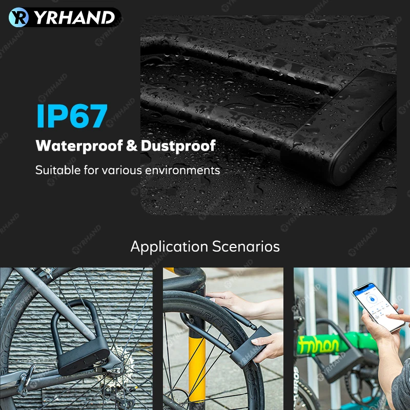 스마트 전자 자물쇠 방수 조합 U자형 오토바이 자전거 자물쇠, 지문 자물쇠, TTlock 앱 안전