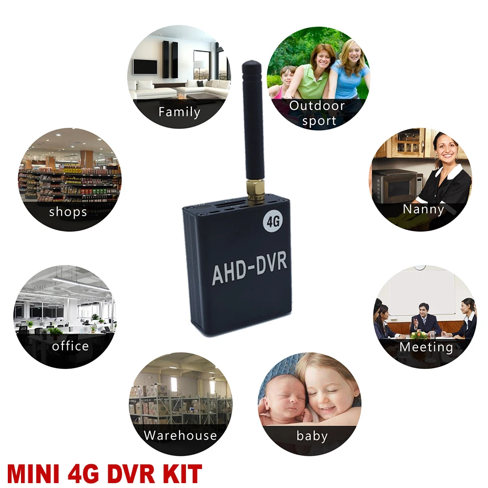 4G SIM 무선 DVR 모니터링 미니 카메라 시스템, 음성 원격 네트워크 모니터링, 1080p AHD HD 광각 카메라, 야간 투시경