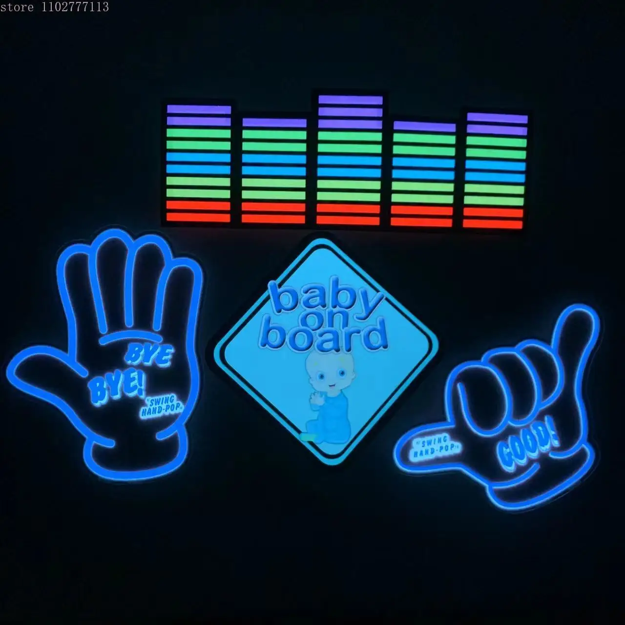 패션 JDM 자동차 LED 장식 조명 스티커, 깜박이는 조명, 앞 유리 글로우 패널, 전기 마커 램프