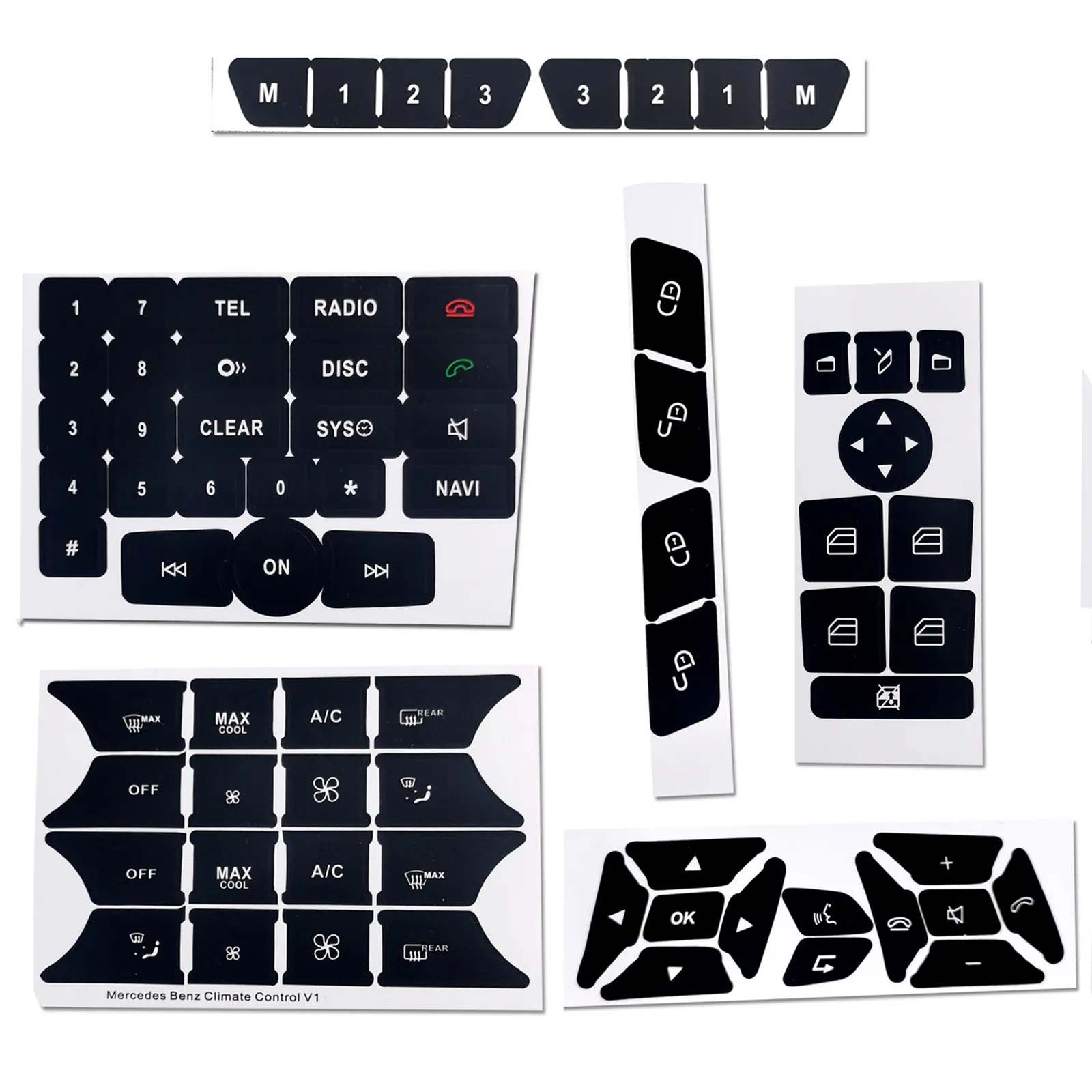 자동차 버튼 수리 스티커, 메르세데스 벤츠 GLK350 C 클래스 CLS C218 SLK W172 W204 W207 W212 W218 용 매트 블랙 데칼 스티커 title=자동차 버튼 수리 스티커, 메르세데스 벤츠 GLK350 C 클래스 CLS C218 SLK W172 W204 W207 W212 W218 용 매트 블랙 데칼 스티커 