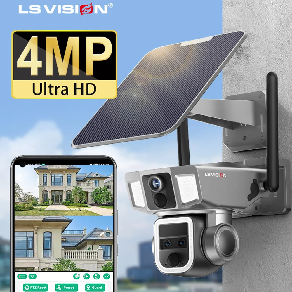 LS VISION 4G 및 WIFI 태양광 보안 카메라, 야외 10X 줌 듀얼 렌즈 스크린, 무선 카메라, 4K/8MP PTZ 캠, 사람 추적 CCTV title=LS VISION 4G 및 WIFI 태양광 보안 카메라, 야외 10X 줌 듀얼 렌즈 스크린, 무선 카메라, 4K/8MP PTZ 캠, 사람 추적 CCTV 