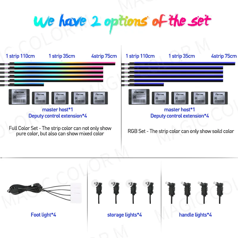 풀 컬러 스트리머 자동차 주변 조명, RGB 64 색 범용 LED 인테리어 숨겨진 아크릴 스트립, 심포니 분위기 램프, 18 in 1