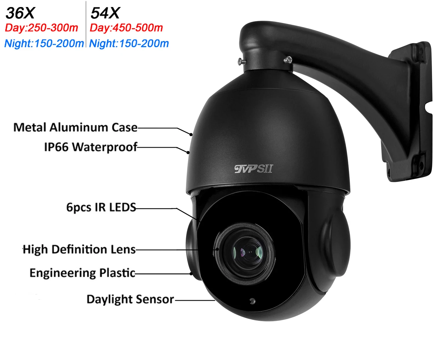 야외용 ONVIF POE PTZ IP 감시 카메라, 자동 추적, Max.256g, 8MP, 4K, 54X 광학 줌, 360 ° 회전 오디오