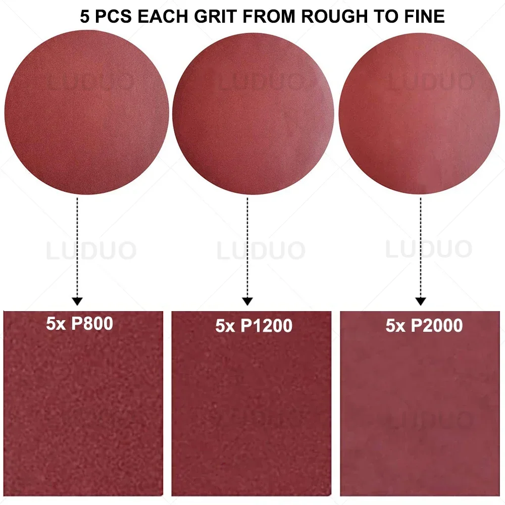 샌딩 디스크 패드, 자동차 연마 헤드라이트 수리 복원 사포 키트, 자동차 라이트 휠 광택 샌딩 페이퍼, 45 개, 30 개, 15 개