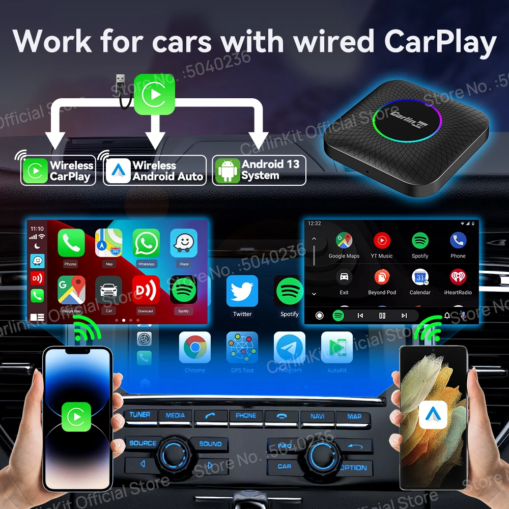 CarlinKit CarPlay Ai TV Box 안드로이드 13 SDM660 SM6225 8 코어 무선 CarPlay 안드로이드 자동 4G LTE 스마트 카 플레이 스트리밍 박스 Netflix IPTV Google Play 스토어 용 FOTA 업그레이드