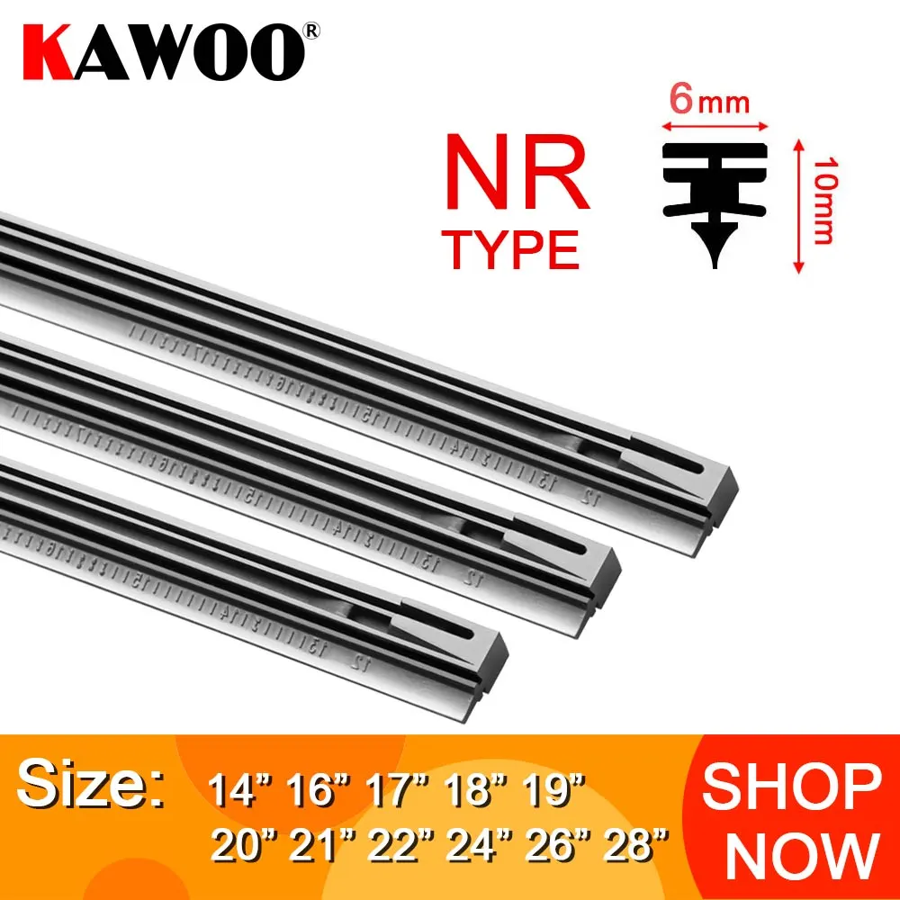 자동차 앞 유리 와이퍼 블레이드 삽입 천연 고무 스트립 NR 6mm (리필), 14