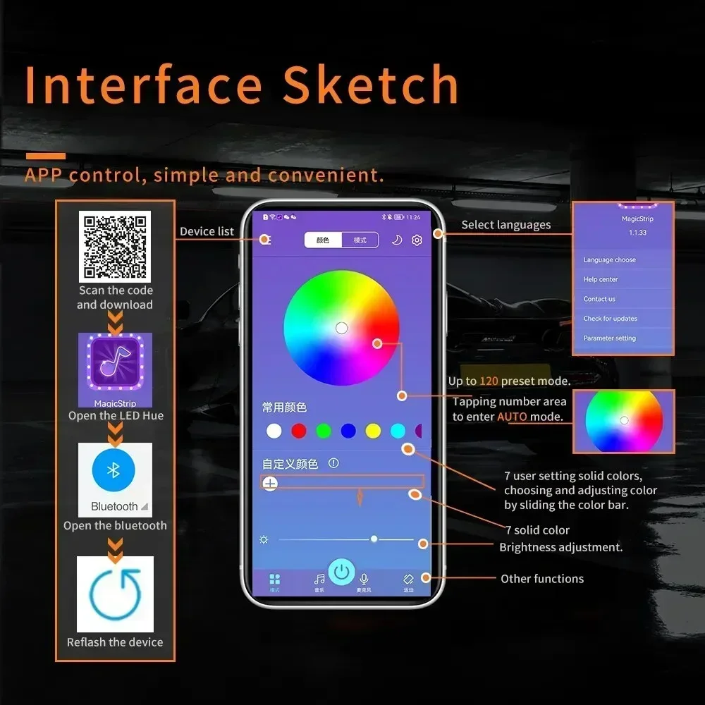 자동차 UTV 오토바이 DRL 아이즈 앱 제어용 RGB 코튼 LED 엔젤 아이즈 헤일로 링, LED 헤드라이트 램프, 60mm, 70mm, 80mm, 2 개