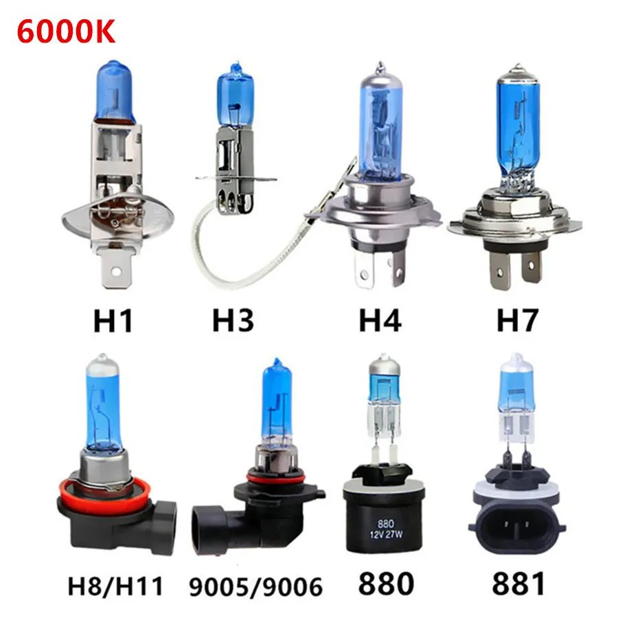 자동차 할로겐 전구, 자동차 헤드라이트 램프, 안개등, 외부 조명, 12V, 55W, H1, H3, H4, H7, H8, H11, 9005, HB3, 9006, HB4, 100W, 4300K, 6000K