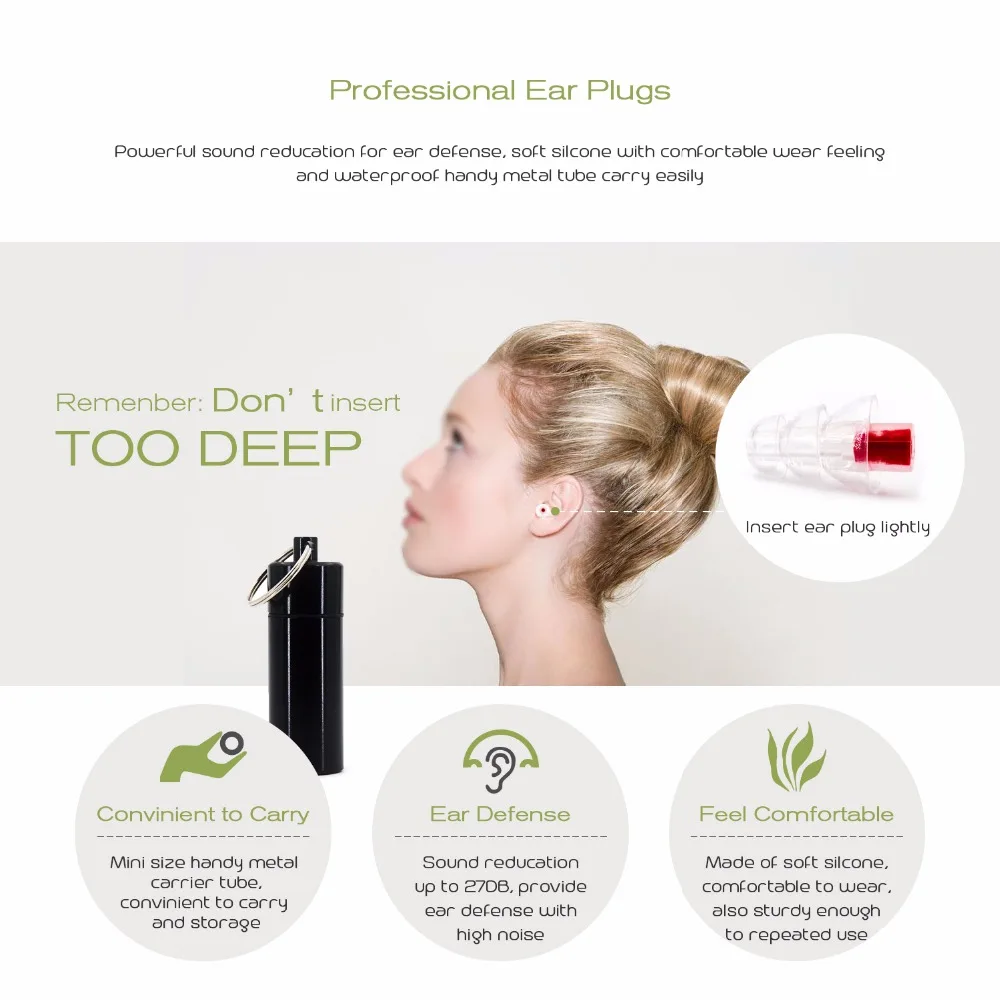 고충실도 실리콘 귀마개, 수면 소음 차단, 음악가 콘서트 오토바이 촬영용 귀 보호대