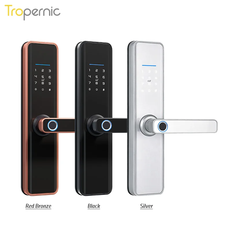 Tuya ZigBee 스마트 도어락 앱 원격 제어 전자 생체 지문 잠금 해제, 디지털 지능형 전기 비밀번호 잠금