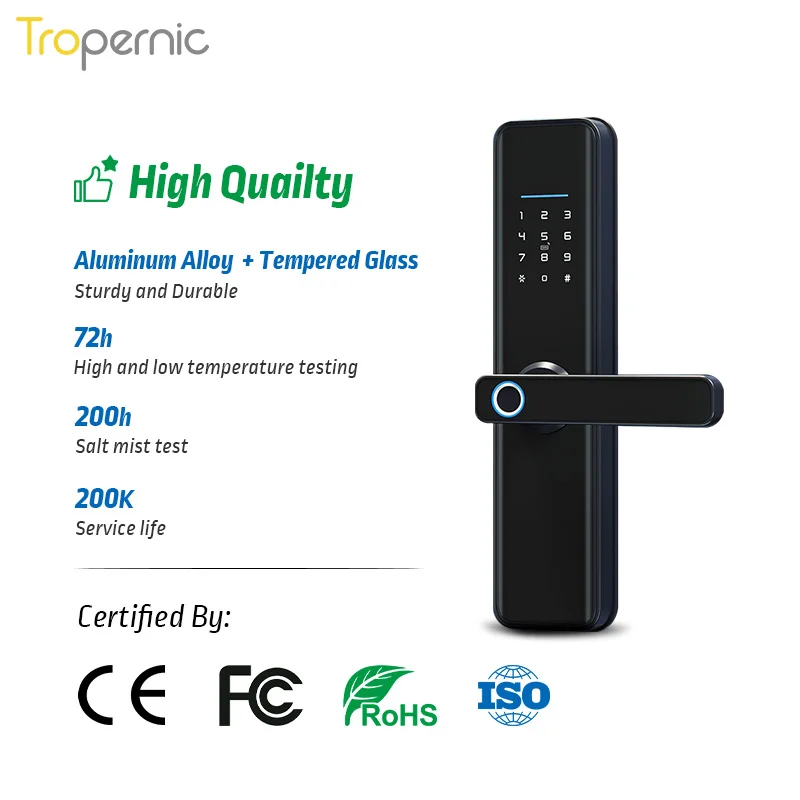 Tuya ZigBee 스마트 도어락 앱 원격 제어 전자 생체 지문 잠금 해제, 디지털 지능형 전기 비밀번호 잠금