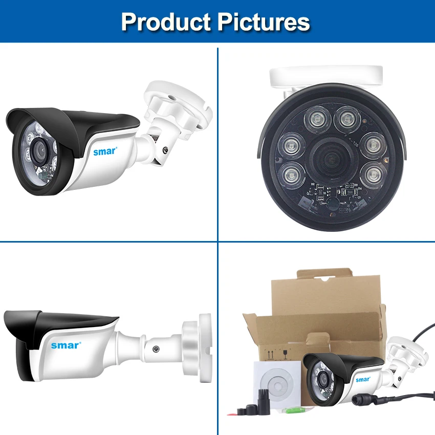 Smar H.264 POE IP 카메라 야외 960P 1080P 보안 카메라 ICR Onvif POE 48V 옵션, 24 시간 비디오 감시