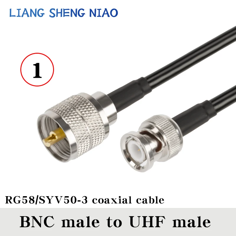 BNC-UHF PL259 수 플러그 및 SO239 암 잭-BNC 수 커넥터 크림핑 RG58 케이블 와이어 터미널 RF 점퍼 피그테일 0.3m ~ 30m
