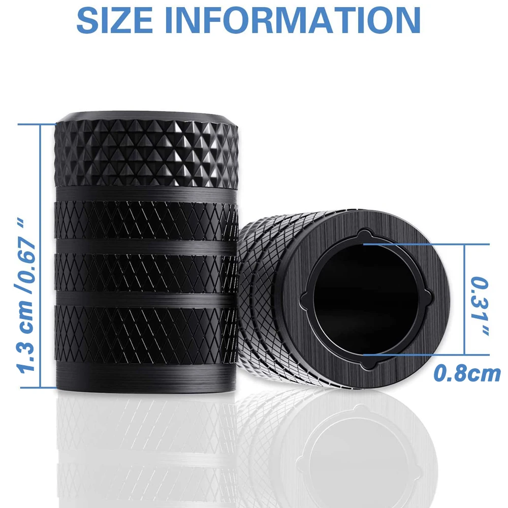 Knurled 타이어 밸브 스템 캡 알루미늄 플라스틱 라이너 부식 방지 타이어 휠 젖꼭지 캡 자동차 및 오토바이