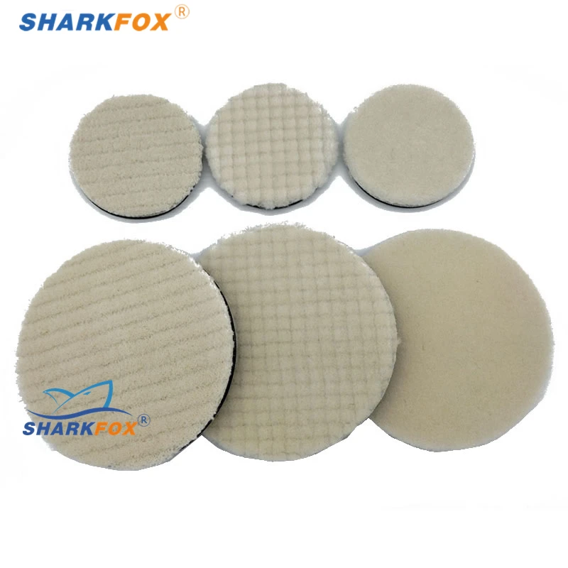 Sharkfox DA RO 자동차 광택기 연마 트레이용 일본 울 광택제 패드, 80mm 125mm 커팅 패드, 자동차 청소 제품, 3/5 인치