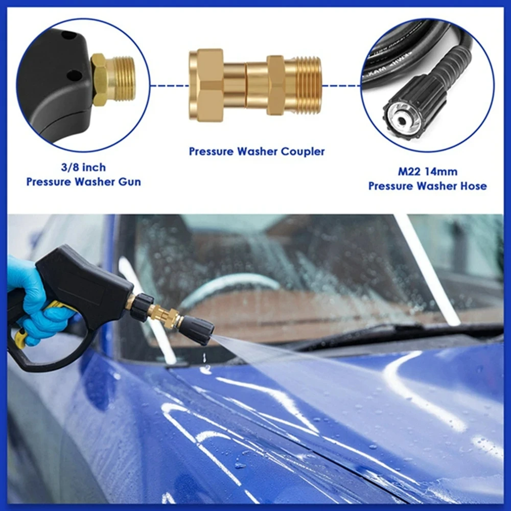 압력 와셔 회전 조인트 호스 어댑터, 꼬임 방지 건 및 호스 연결 메트릭, M22 14 mm 연결, 3000 psi