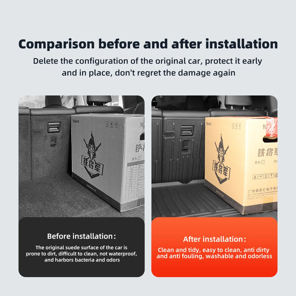 LUCKEASY 테슬라 모델 Y용 2021 2024 뒷좌석 등받이 보호 패드, 트렁크 매트, 자동차 인테리어 액세서리, 킥 방지 패드