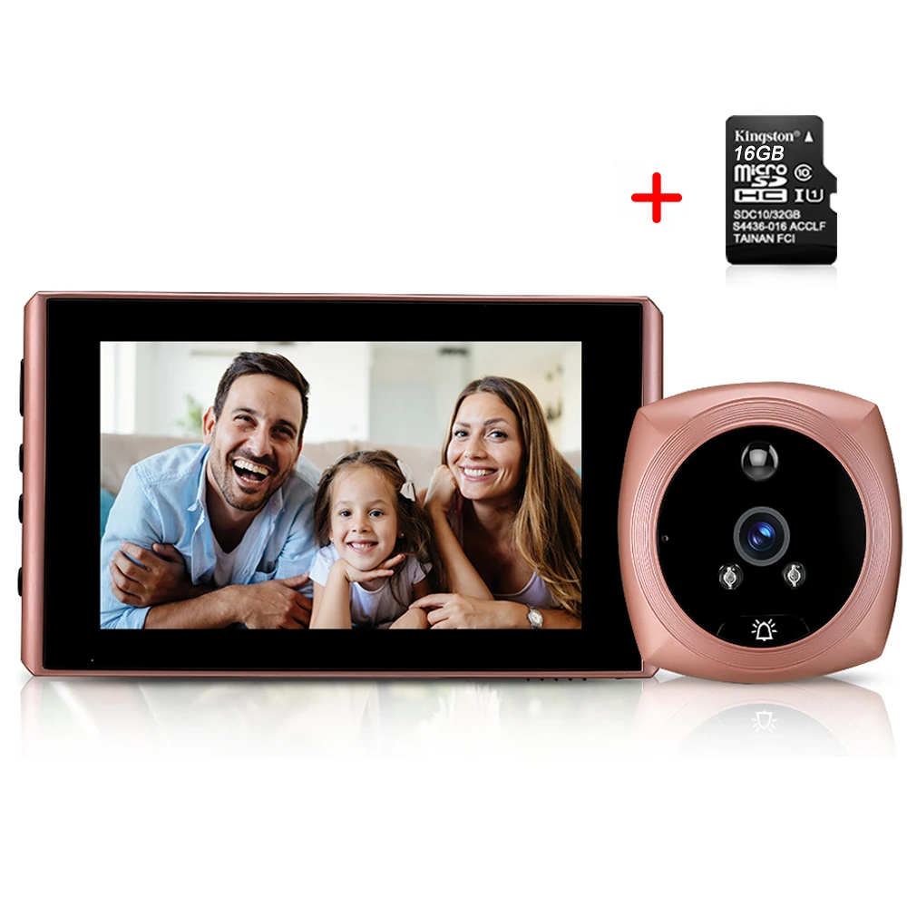 WSDCAM 초인종 구멍 카메라, IR 야간 투시경 비디오 초인종, 방수 문짝 벨, 모션 감지 비디오 문짝 뷰어, 4.3 인치