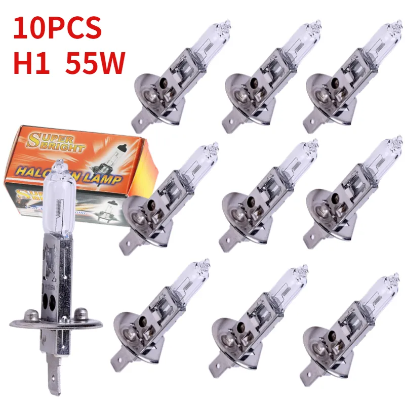 자동차 헤드라이트 자동 조명 할로겐 안개등, 자동차 램프, H1 할로겐 전구, 노란색, 12V, 55W, 4500K, 10 개 title=자동차 헤드라이트 자동 조명 할로겐 안개등, 자동차 램프, H1 할로겐 전구, 노란색, 12V, 55W, 4500K, 10 개 