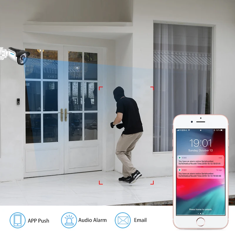 Smar 보안 카메라 시스템 4CH 5M-N HD DVR 키트 CCTV 4PCS 5MP AHD 카메라, 야외 홈 보안 시스템 비디오 감시 세트