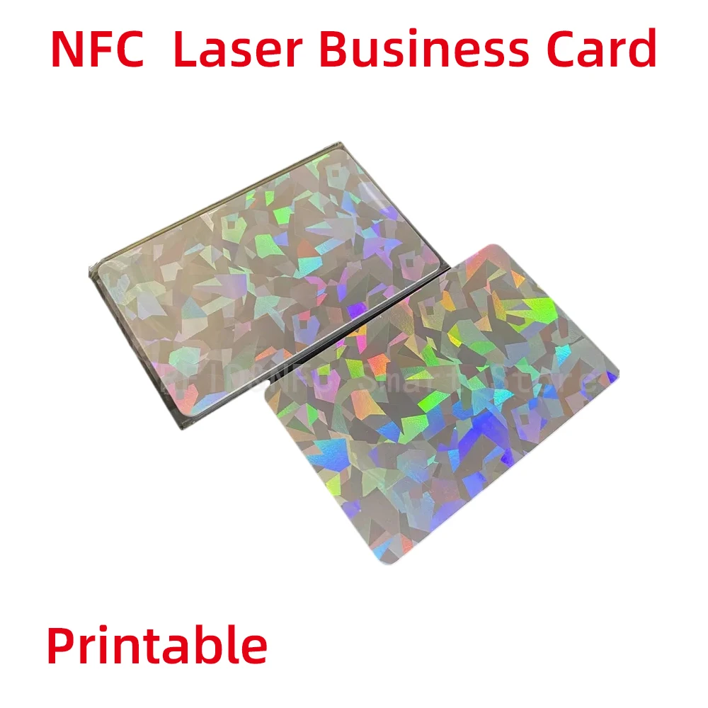 NFC 레이저 명함, PVC 소재, 13.56MHz 14443A 144 바이트, RFID NTG213 카드, 사회적 인식 레이저, NFC 명함