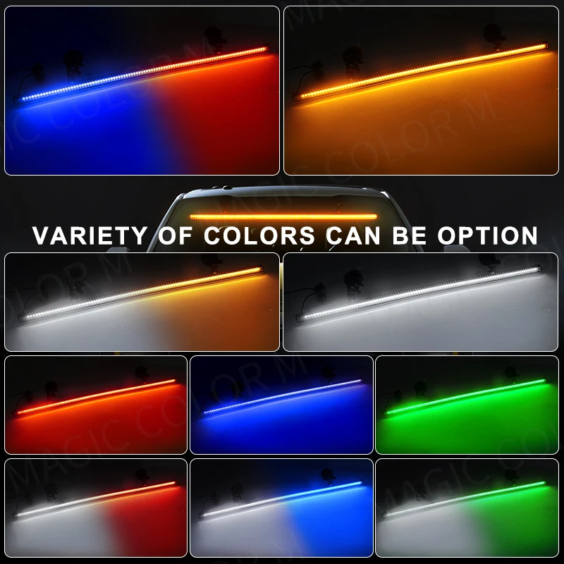 자동차 앞 유리 경고등, 96 LED 3030 구슬 스트로브 램프 바, 교통 신호 비상 깜박이 램프, 노란색 파란색, 12-24V