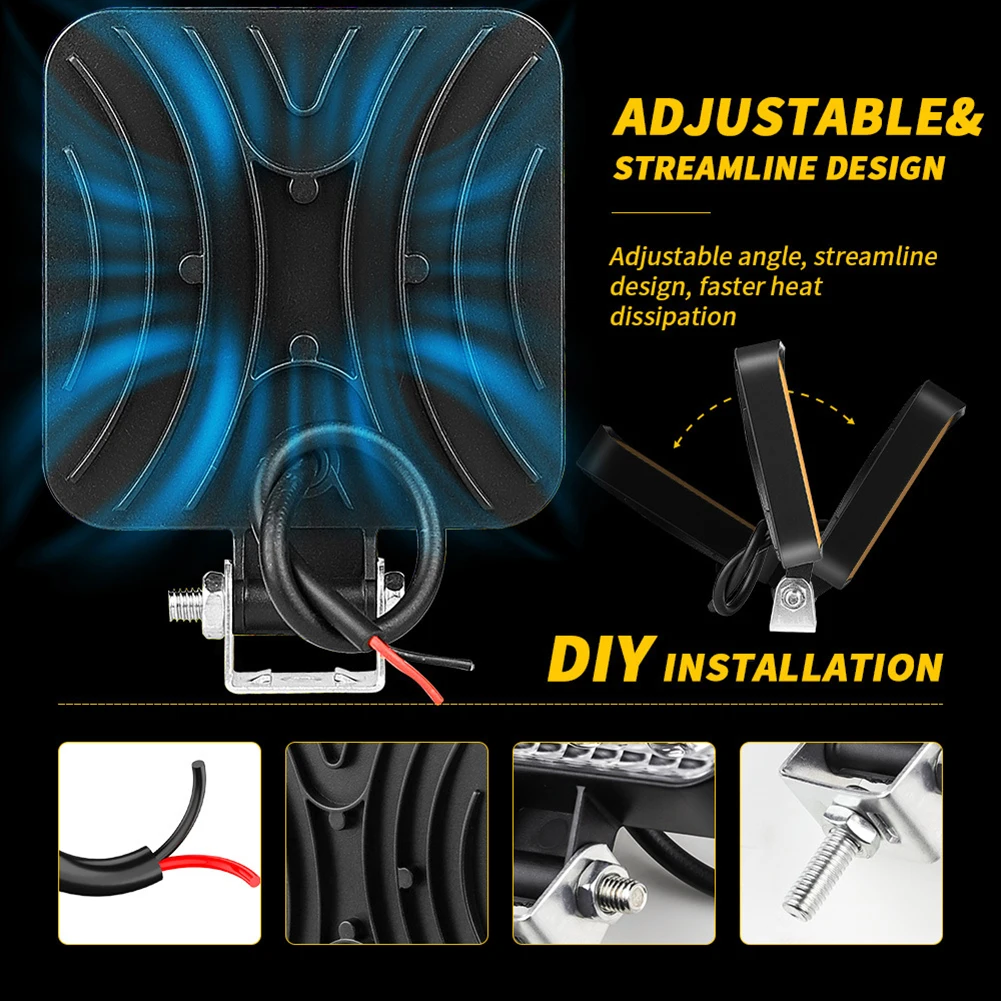 차량용 LED 바 작업등, 오프로드 작업등, 12V 자동 조명, 안개등, 4x4 LED 트랙터 스포트라이트, 트럭 ATV용, 48W, 1PC