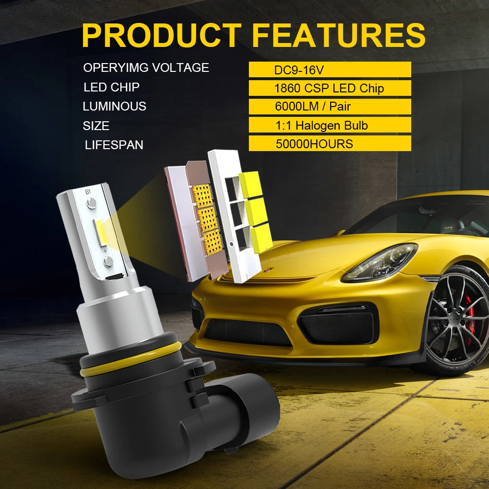 BMTxms 6000Lm CANBUS 9006 HB4 LED 전구 Led 안개등 H11 H8 9005 HB3 자동차 운전 램프 H10 PSX24W 2504, 토요타 스코다 포드용