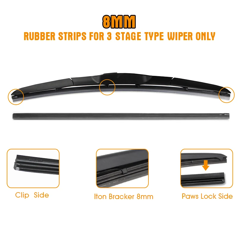 자동차 와이퍼 블레이드 교체용 인서트 리필 고무 스트립, 앞유리 앞 유리 스크린, 8mm 6mm 14 인치 16 인치 17 인치 18 인치 19 인치 20 인치 21 인치 22 인치 24 인치 26 인치 28 인치, 1 개