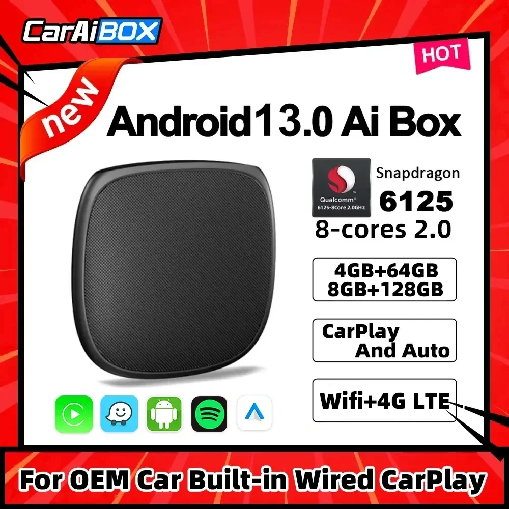 CarAiBOX 카플레이 Ai 박스, 퀄컴 6125 8 코어 CPU, 안드로이드 13.0, 무선 카플레이, OEM 차량용 내장 유선 카플레이 title=CarAiBOX 카플레이 Ai 박스, 퀄컴 6125 8 코어 CPU, 안드로이드 13.0, 무선 카플레이, OEM 차량용 내장 유선 카플레이 