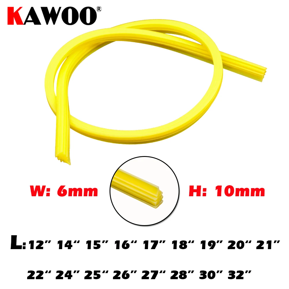 자동차 와이퍼 블레이드 실리카 겔 실리콘 리필 스트립, 프레임리스 와이퍼용, 6mm, 12