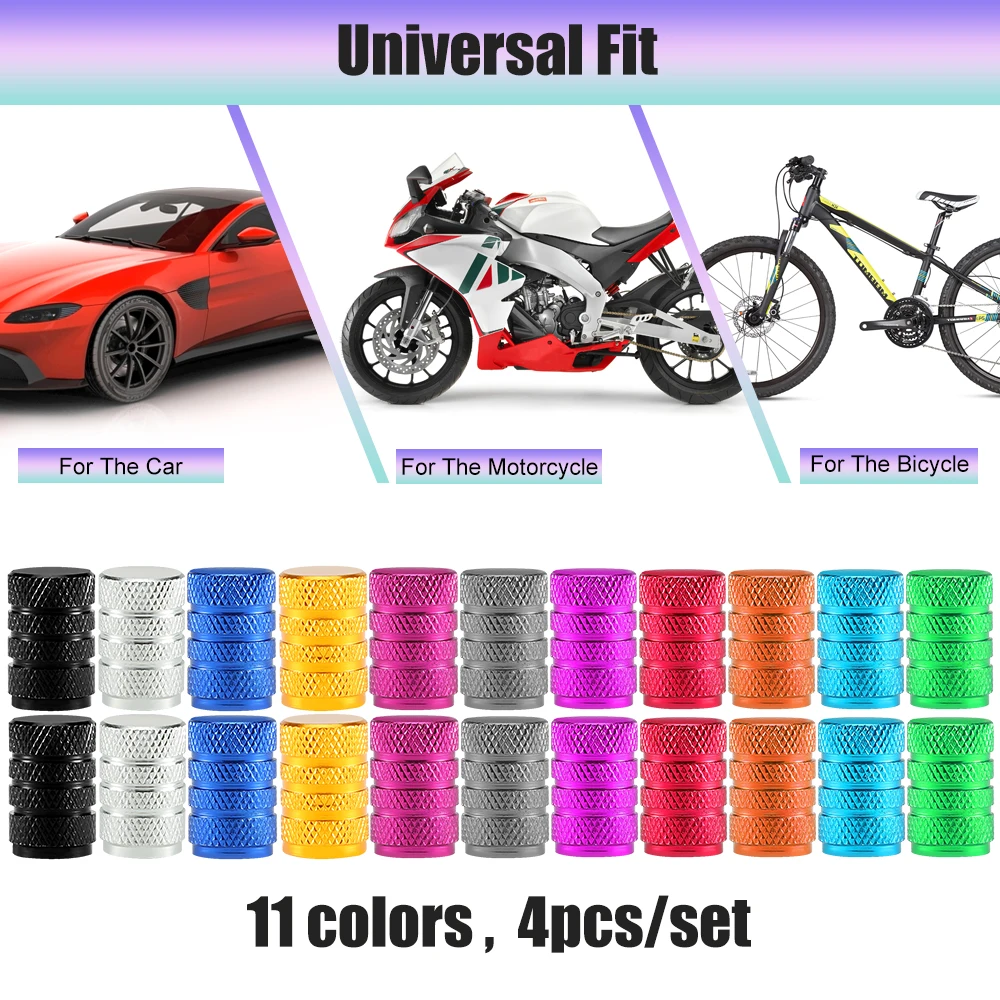 AUTCOAT-타이어 스템 밸브 캡, 알루미늄, 자동차 방진 캡, 타이어 휠 스템 에어 밸브 캡, 4 개/세트