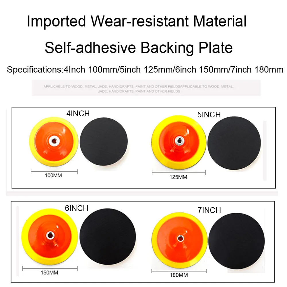 4/5/6/7 인치 백킹 플레이트 M14 M58 샌딩 패드 백커 100/125/150/180mm 플라스틱 백커 패드, 그라인더 기계 및 광택 패드용