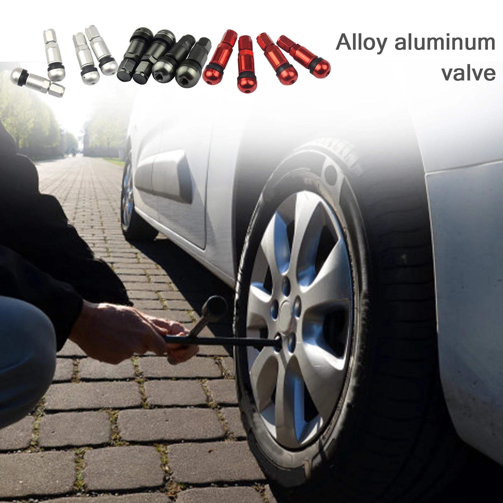 범용 금속 자동차 오토바이 튜브리스 휠 타이어 밸브 캡 4 개, 알루미늄 타이어 밸브 캡 스템 자동차 부품 액세서리 신상 2021